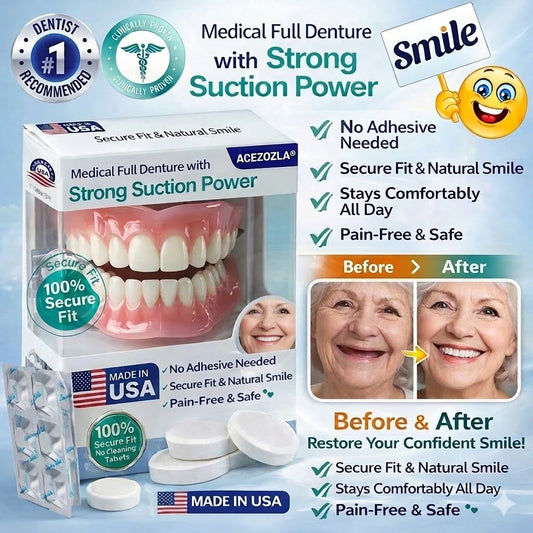 Acezozla® Medical Full Denture with Strong Suction ✅ Made and Shipped from the USA🍀